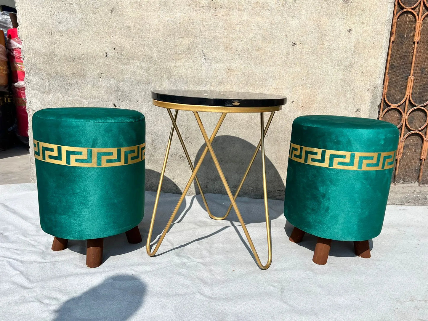 Ottoman Printed Velvet Home Furniture Stool