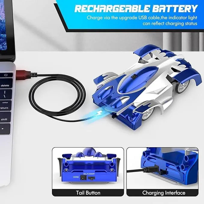 Wall Climbing Remote Control Car, 360° Rotating Dual Mode RC Stunt Car, Toys for 3 Year and up Old Boy, Rechargeable Toy Car with Headlight,
