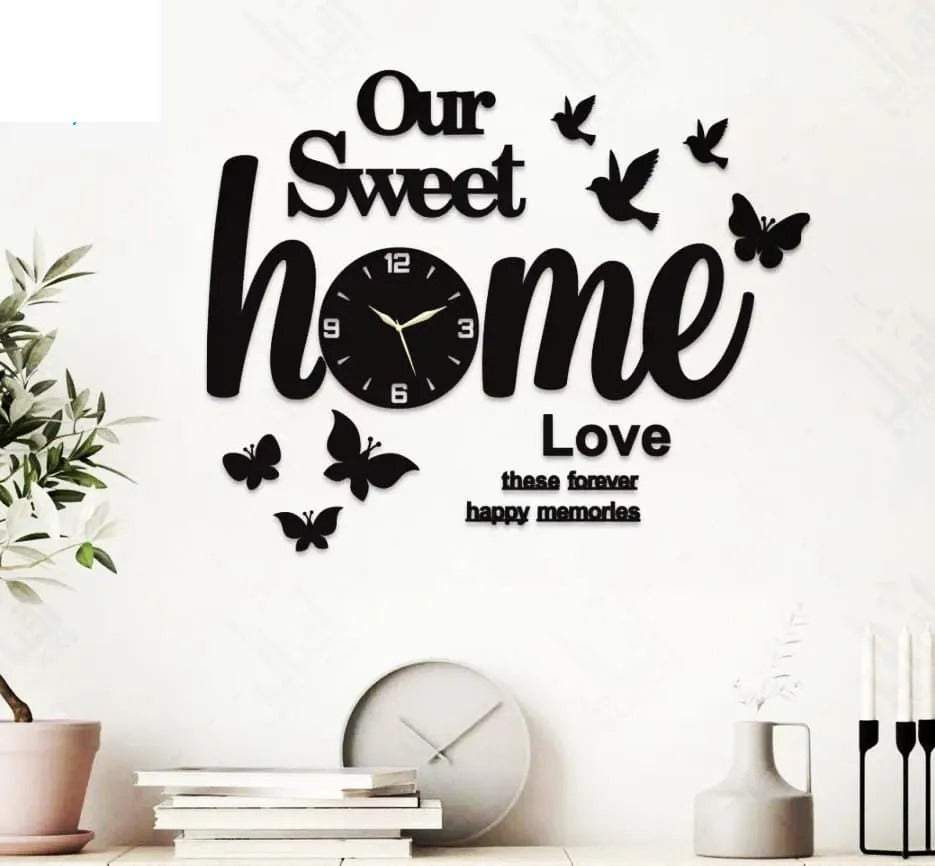 Sweet Home Wooden Clock