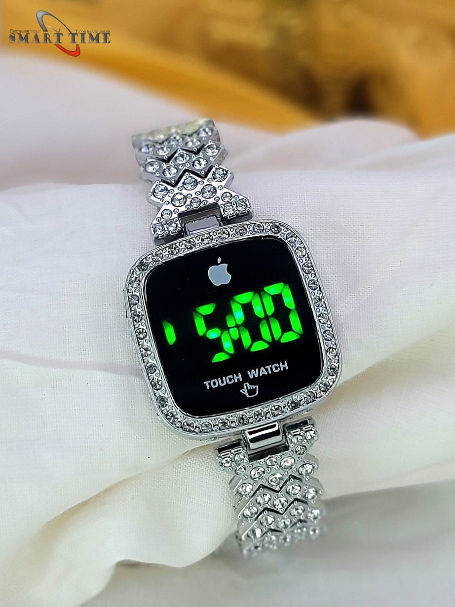 HOT DEAL NO 1 Full Diamond Touch Screen LED Watch Steel Chain with Diamonds