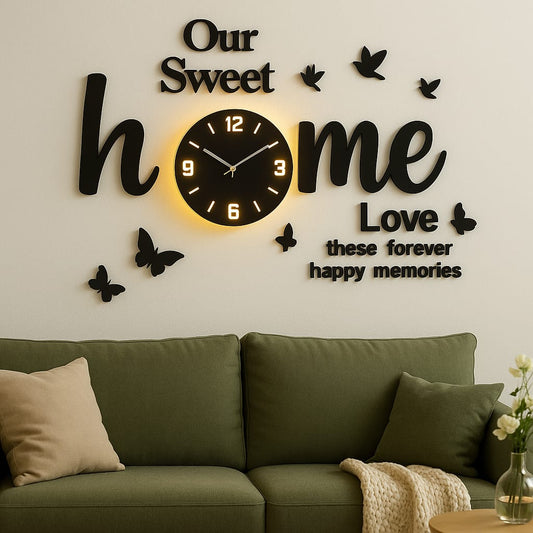 Sweet Home Wooden Clock