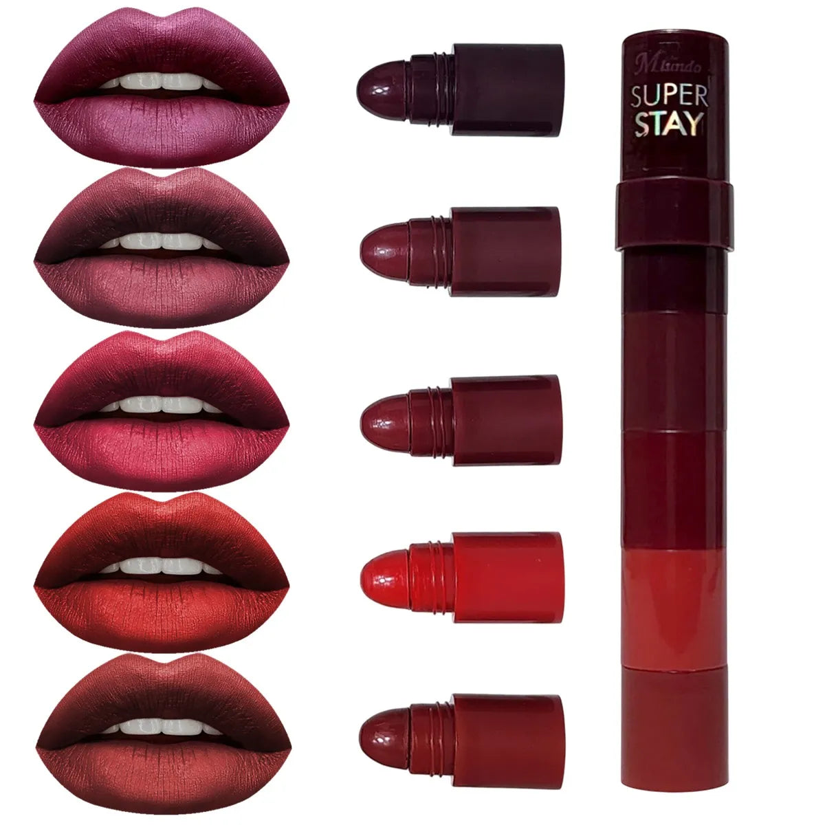 5 in 1 Lipstick Matte lipsticks Waterproof |